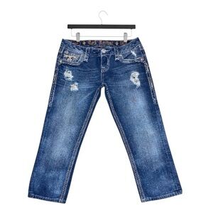 Rock Revival Alexia Crop Jeans Women’s 27 Low Rise Stretch Distressed EUC